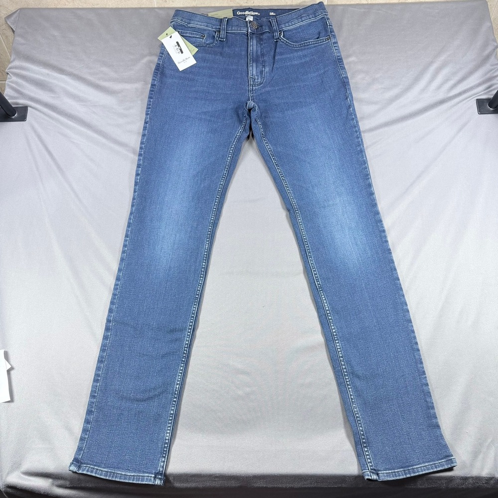 Goodfellow Mens 32x34 Blue Cotton Blend Slim Fit Total Flex Comfort Denim Jeans